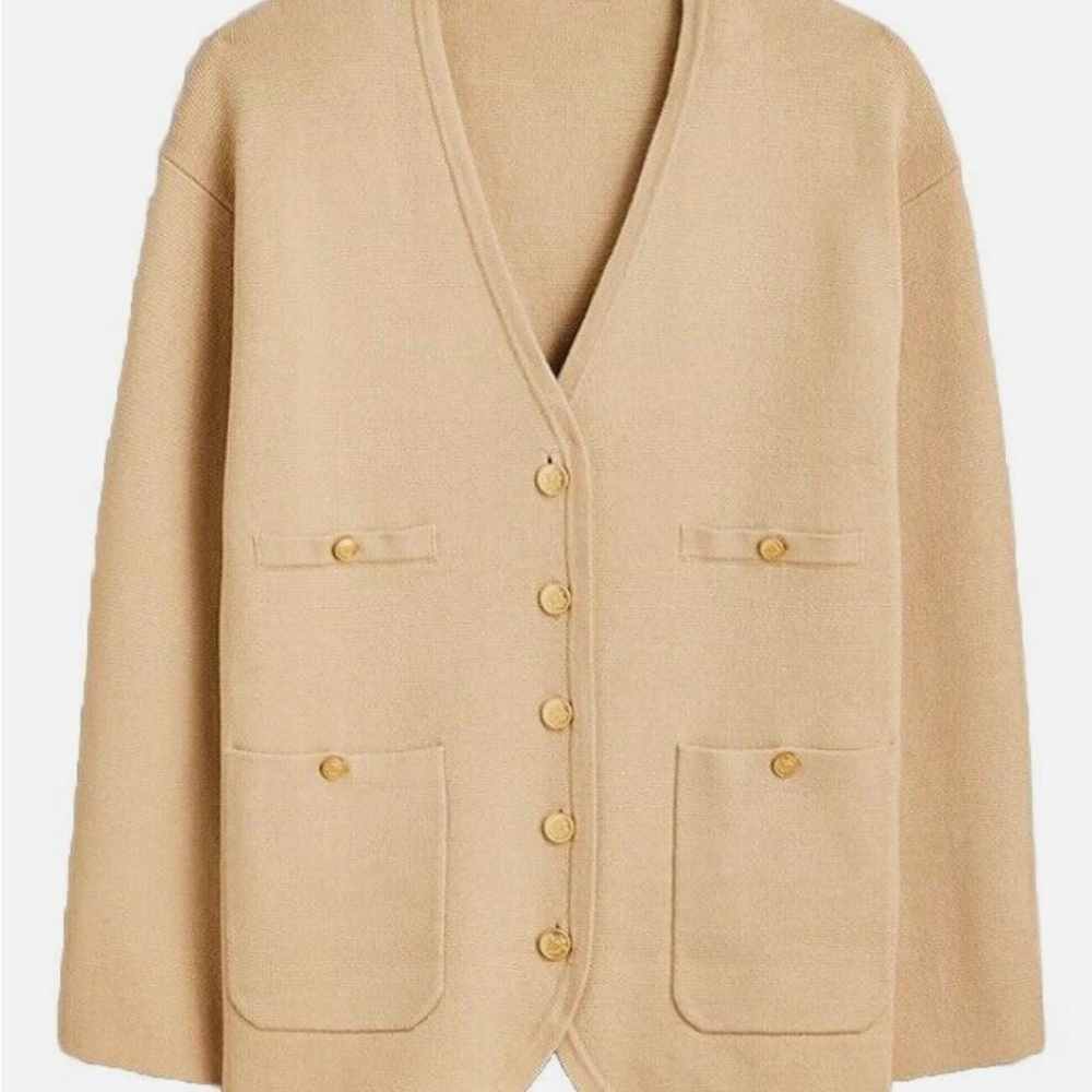 JCREW Long V-neck Sweater Blazer in Light Khaki